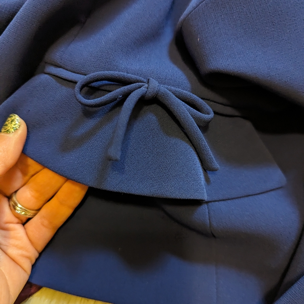 Vintage Albert Nipon Navy Blue Blazer With Bows O… - image 7